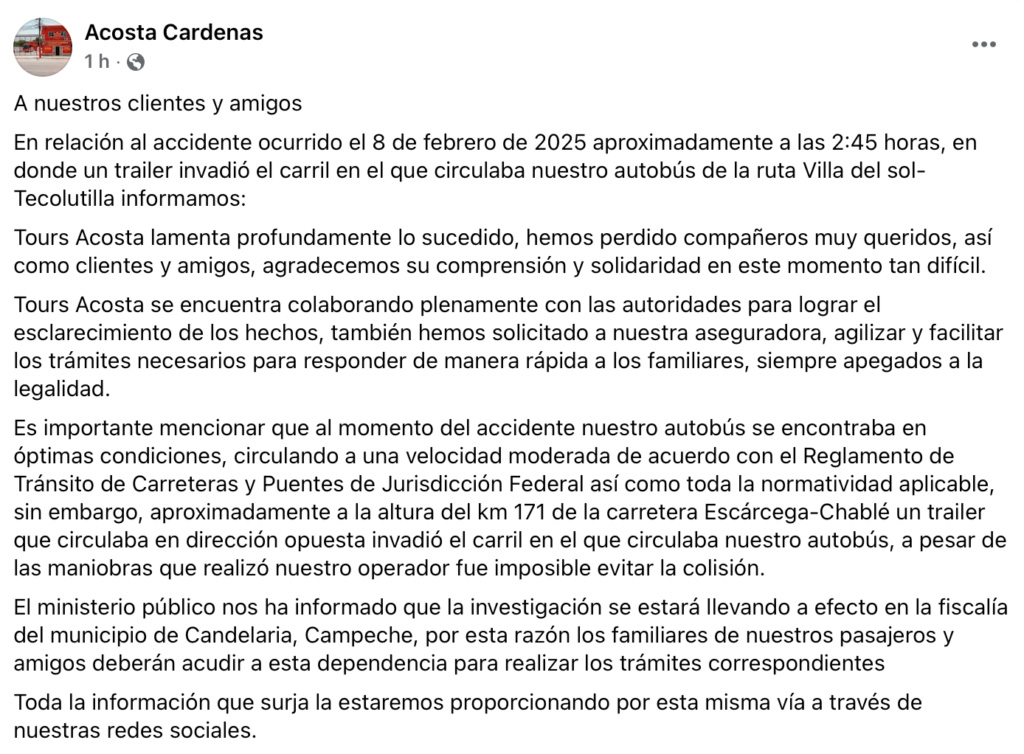 Campeche: Fatal accidente entre camión de pasajeros y tráiler deja 39 muertos  