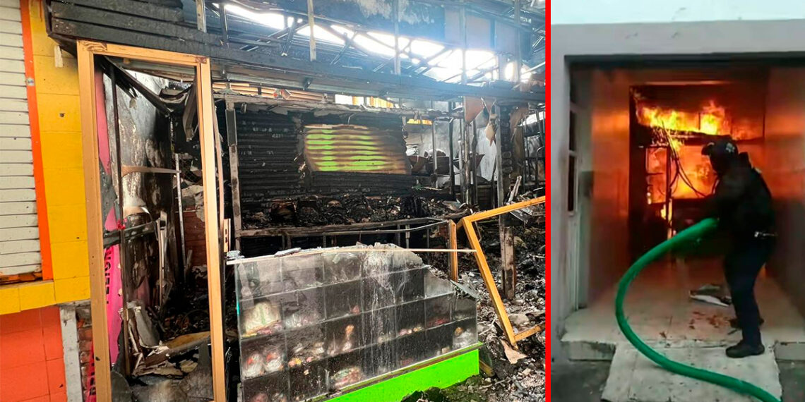 Incendio consume cinco locales en el mercado municipal de Apaseo el Grande